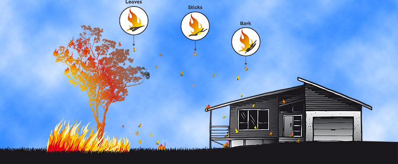 Embers are carried by winds ahead of the actual fire. Images courtesy Victorian Country Fire Authority