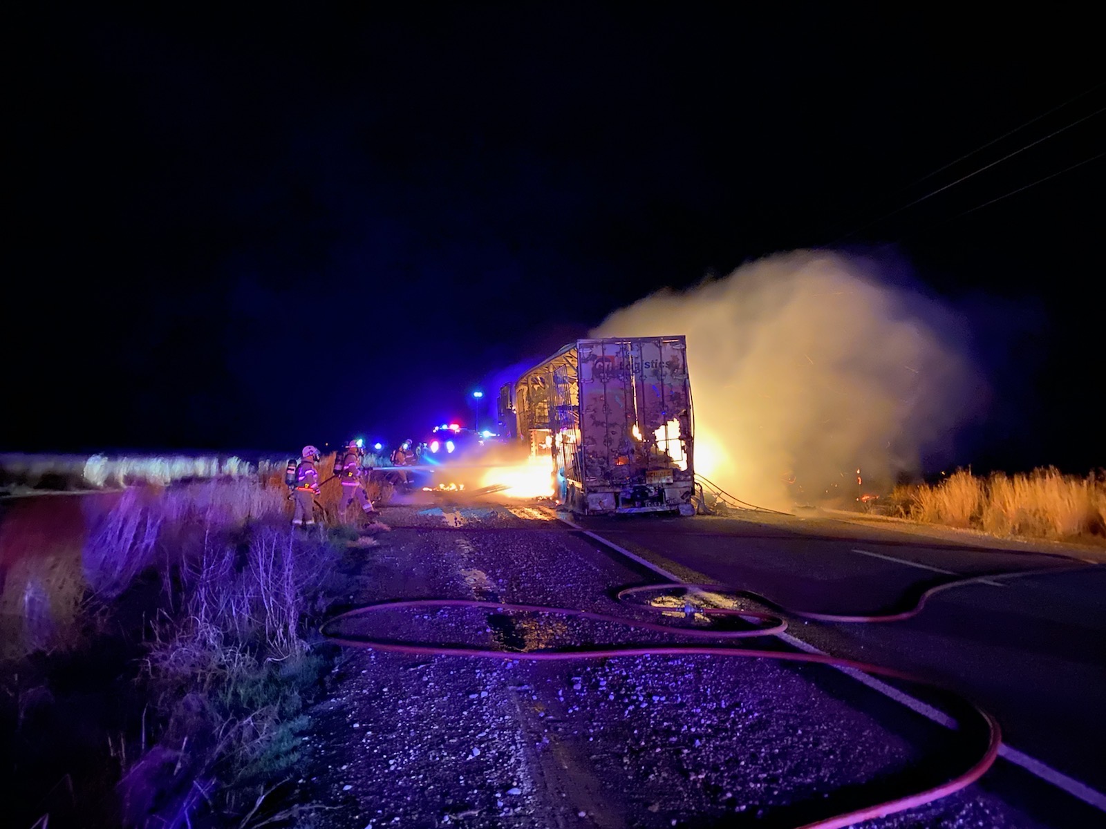 Semi trailer fire at Goyder Highway