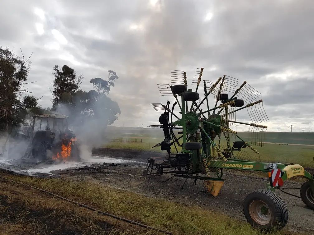 $130,000 tractor and hay rake fire near Hallett - 6 October 2023